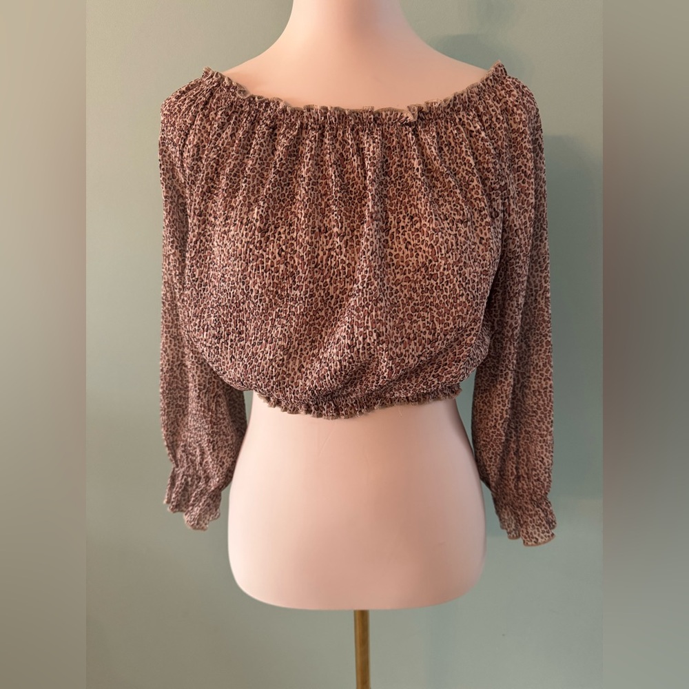 Leopard Print Off-Shoulder Women's Top Size 8